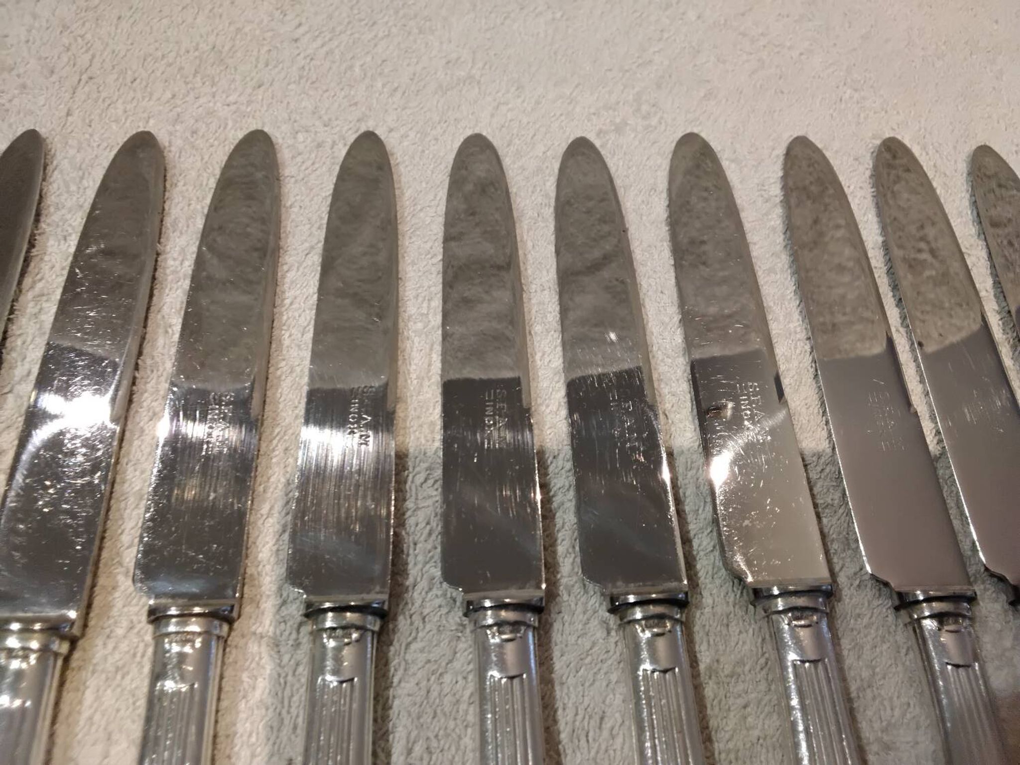 12 dessert knives with silver metal handles, goldsmith SFAM art deco