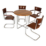 Restored Bauhaus Tubular Steel Round Table And 4 Chairs By M. Stam, 1930s