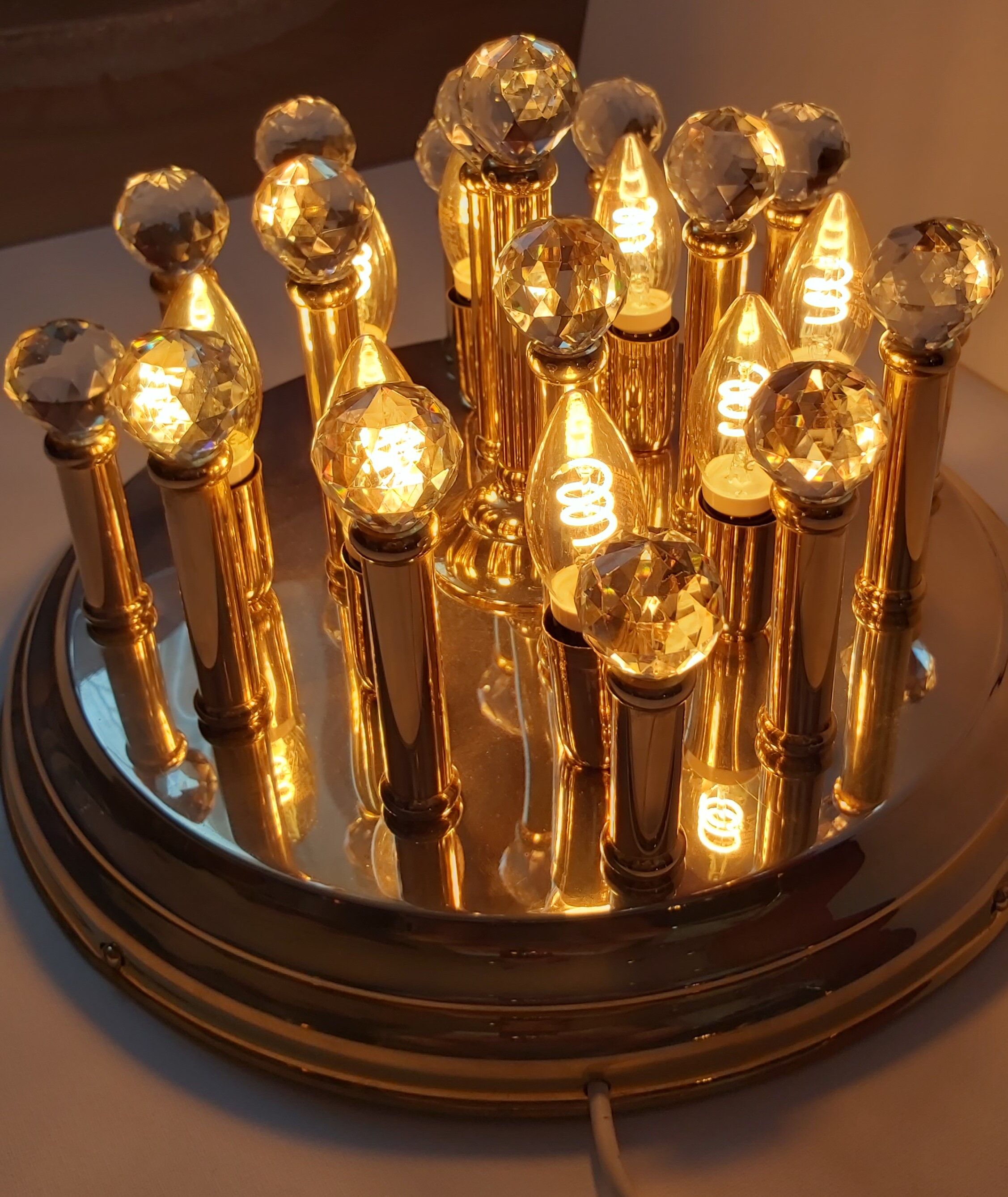 Brass plafond with Swarovski crystals, 1970s