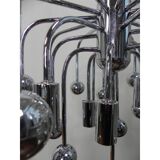 Suspension Sputnik vintage avec 9 points lumineux et 16 ampoules chromées