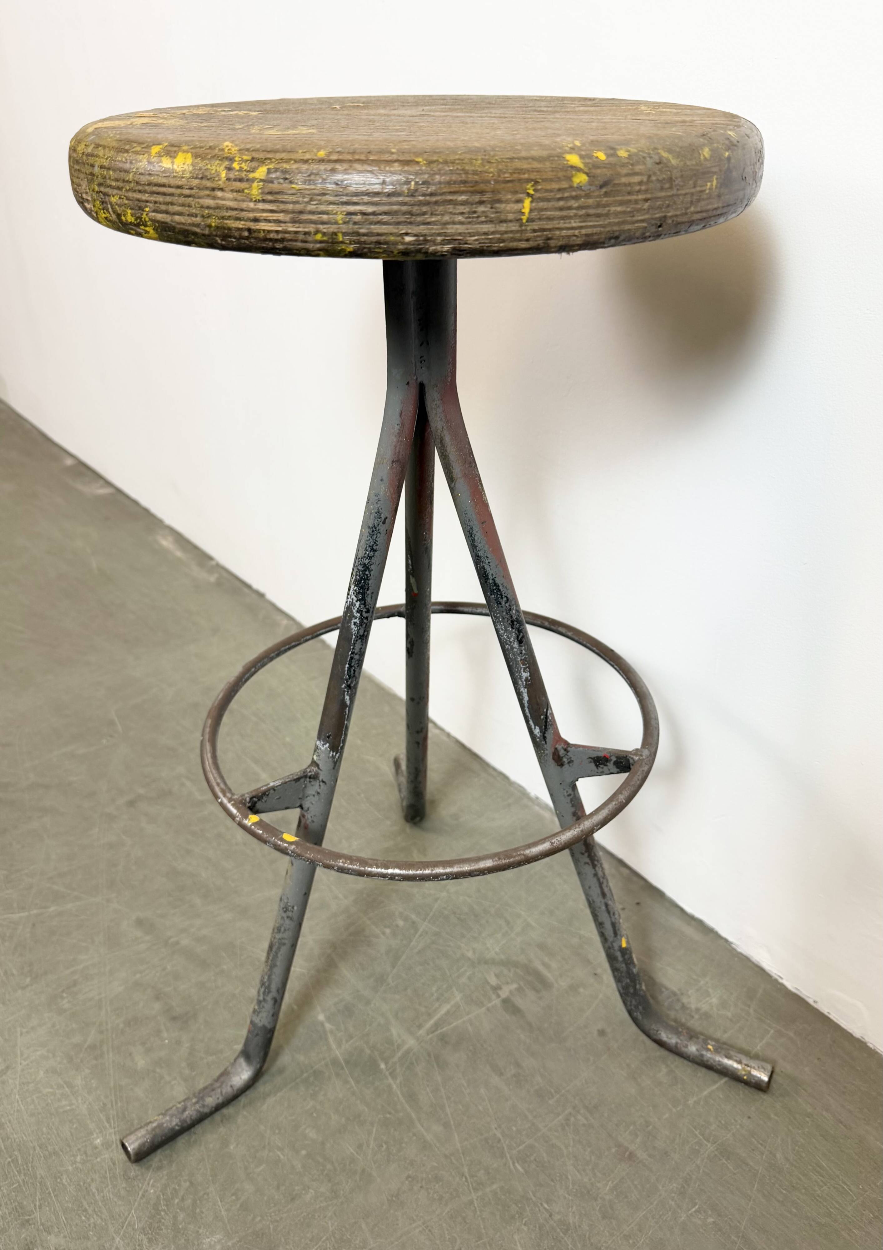Grey Industrial Workshop Stool, 1960s