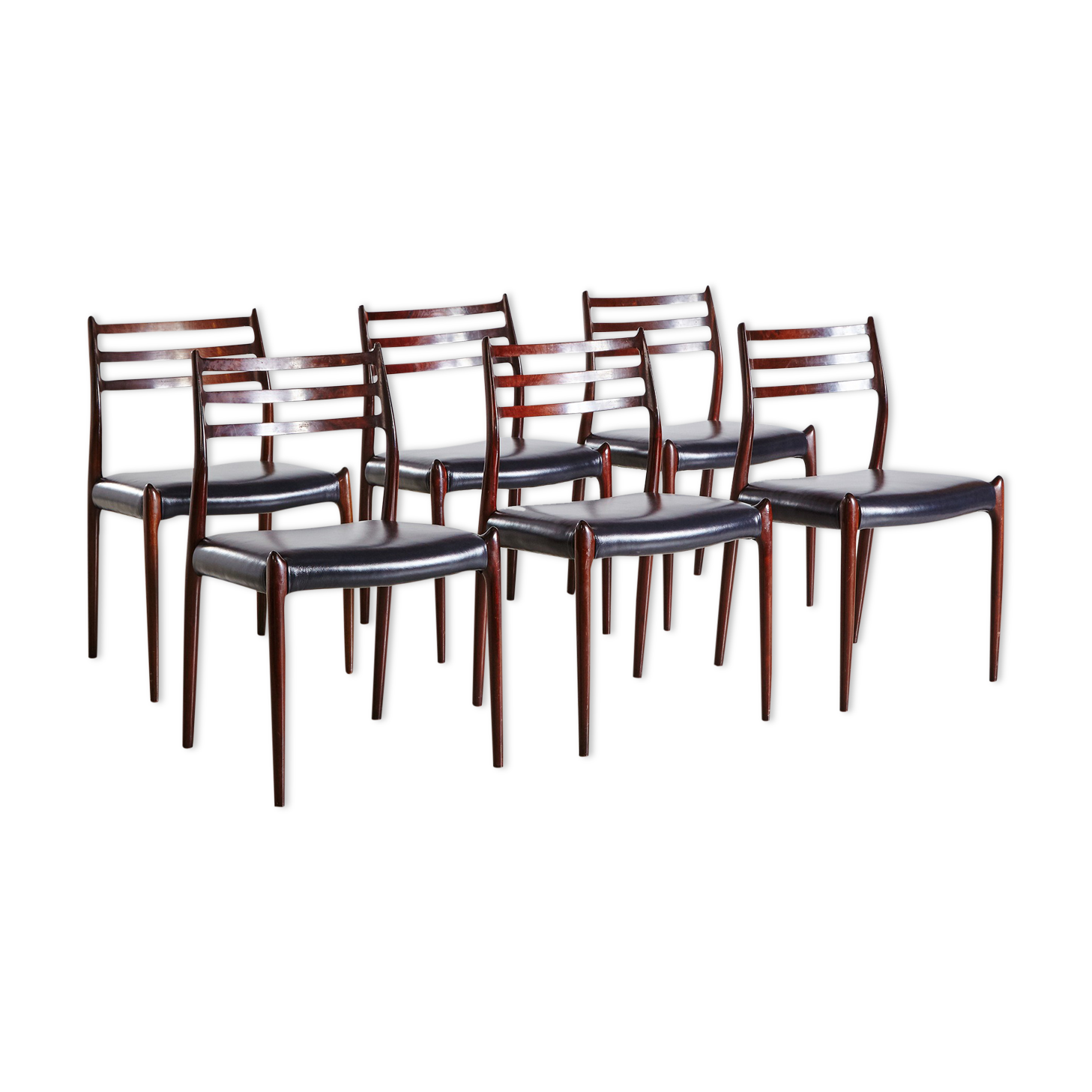 Model 78 rosewood dining chairs by niels o. møller for j.l. møllers, set of 6