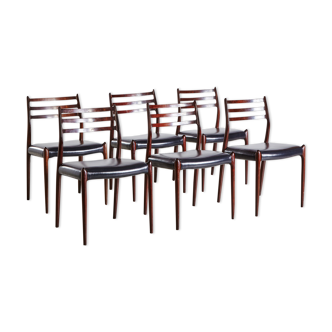 Model 78 rosewood dining chairs by niels o. møller for j.l. møllers, set of 6