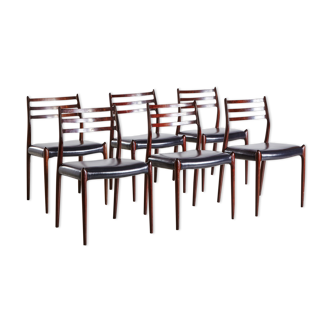 Chaises de salle à manger en palissandre modèle 78 par niels o. møller pour j.l. møllers, set de 6