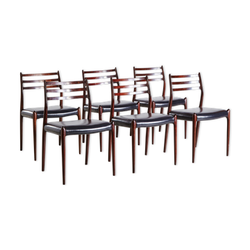 Chaises de salle à manger en palissandre modèle 78 par niels o. møller pour j.l. møllers, set de 6