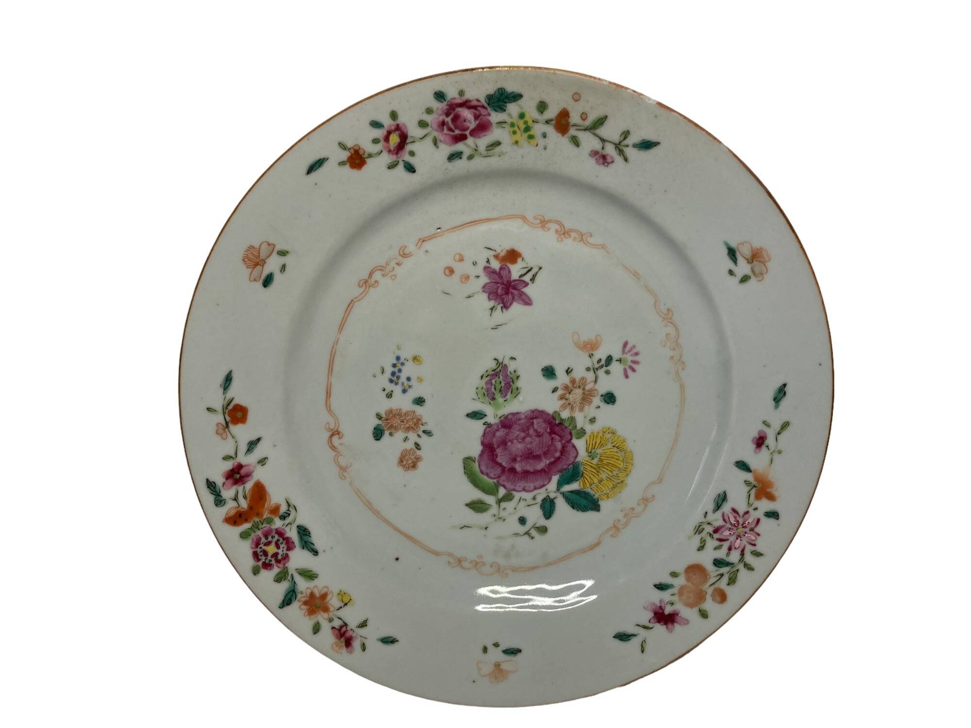 Compagnie des Indes, 18th century porcelain plate with peonies