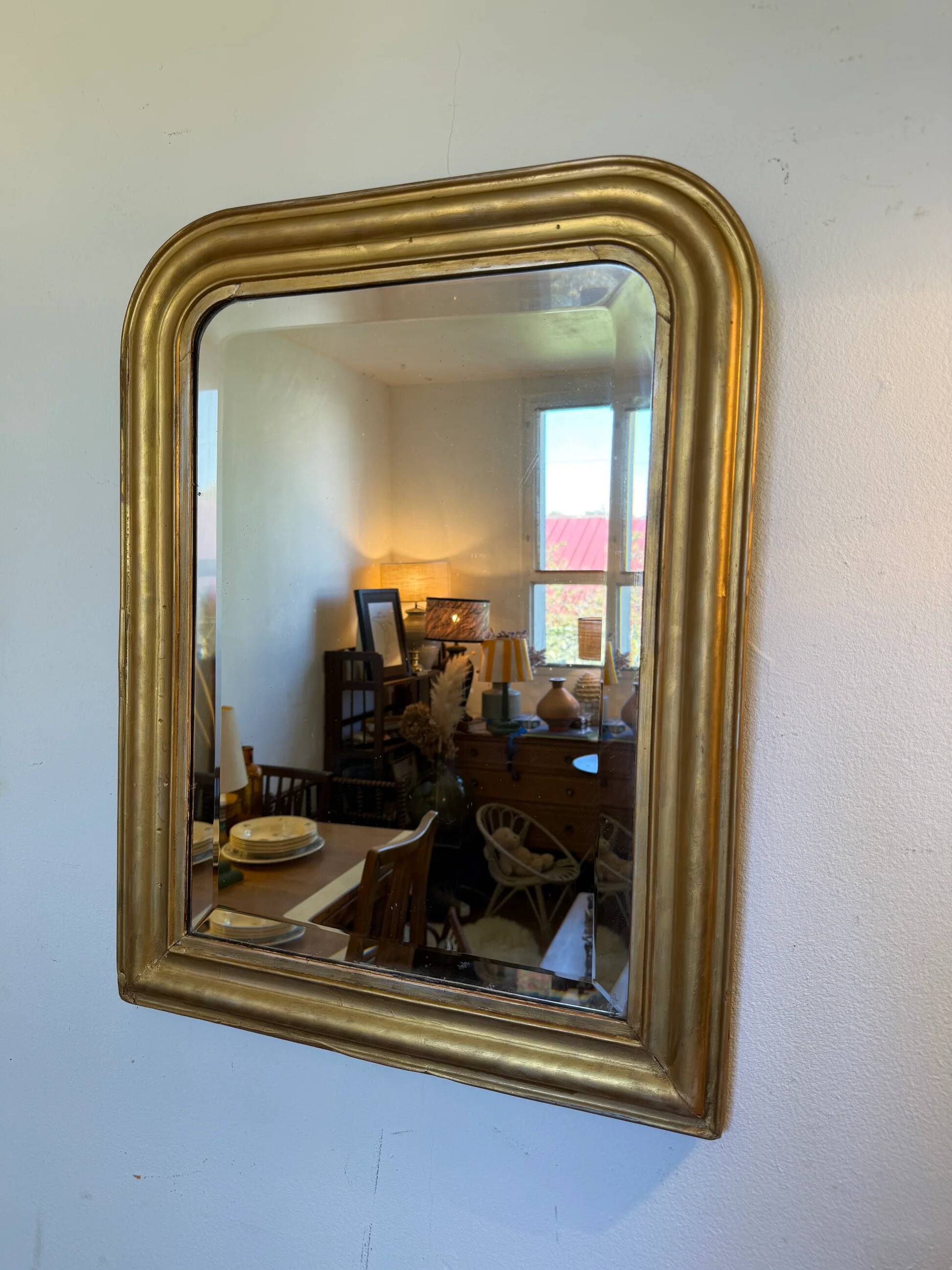 Vintage Louis Philippe mirror with antique gold beveled glass