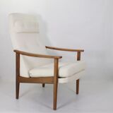 Scandinavian high back armchair from the 1960s adjustable headrest, restored