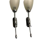 Chrome Satinated Glass Sconces Set of 2 1970’s