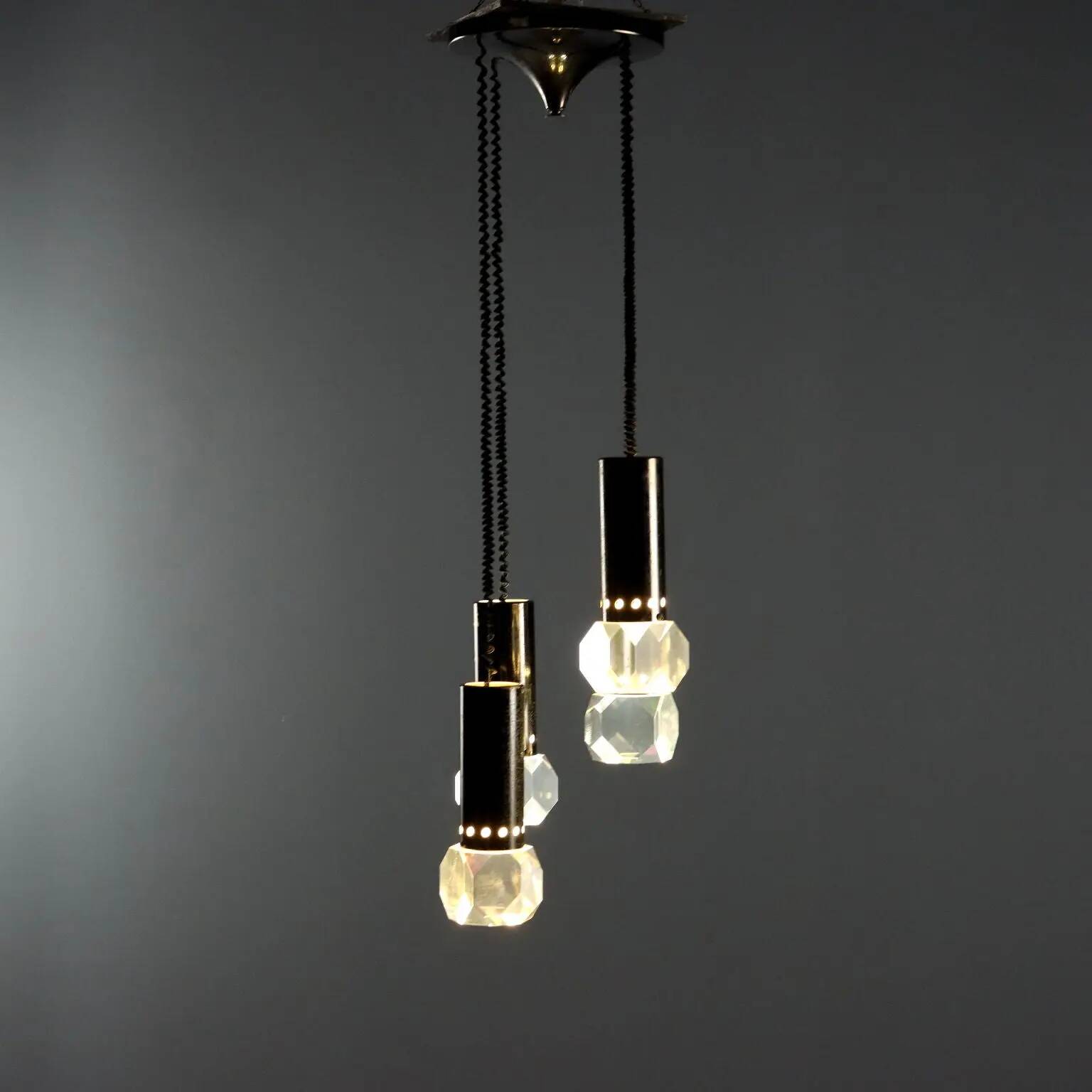 Vintage ceiling light in plastic and metal, design, Italy, 1960s
