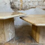 Vintage travertine coffee table duo