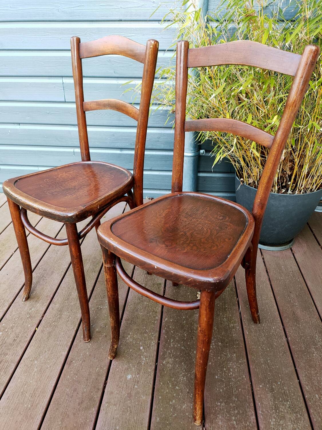 Pair of antique Luterma bistro chairs