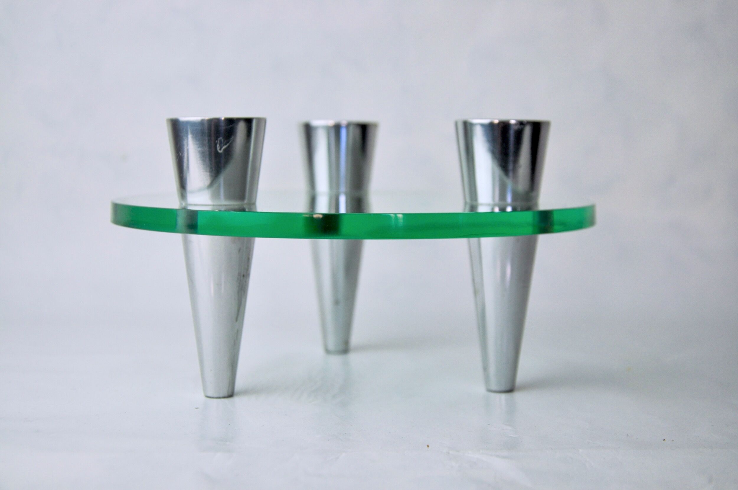 Glass circle candle holders, 3 flames, Denmark, 1970