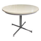 Round butterfly extension table in cream and chrome formica, 1960s/1970s