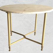 Table basse ronde marbre et métal doré 1960-70