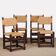 Set of 4 rush-seated chairs in solid oak, 1950.
