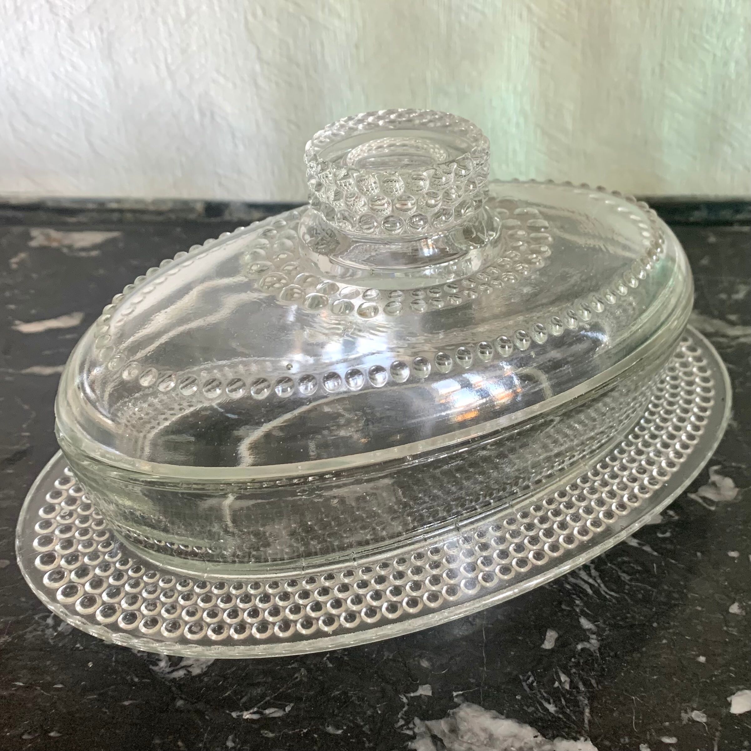 Glass butter dish