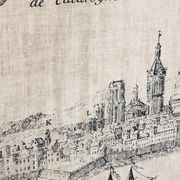 Serigraphy on canvas of Barcelona vintage reproduction of an engraving of the eighteenth century
