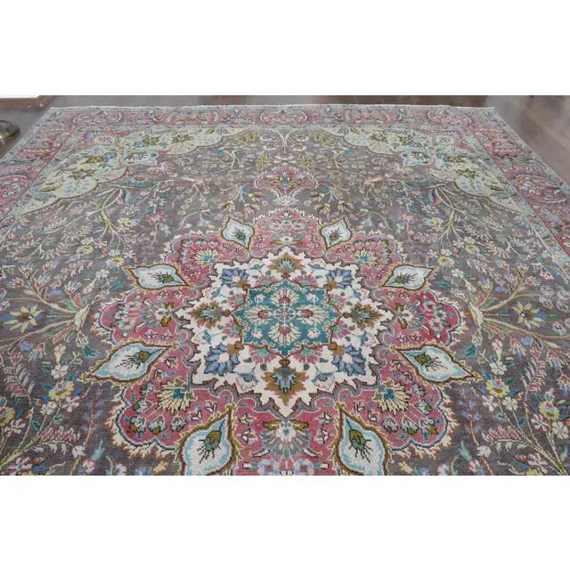 1970s Vintage Persian Handmade Wool Cotton Brown Area Rug 300x386