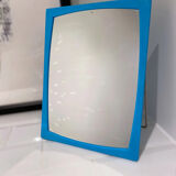 Blue plastic barber mirror made in France vintage