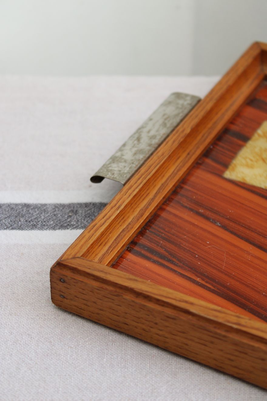 Wooden and glass tray