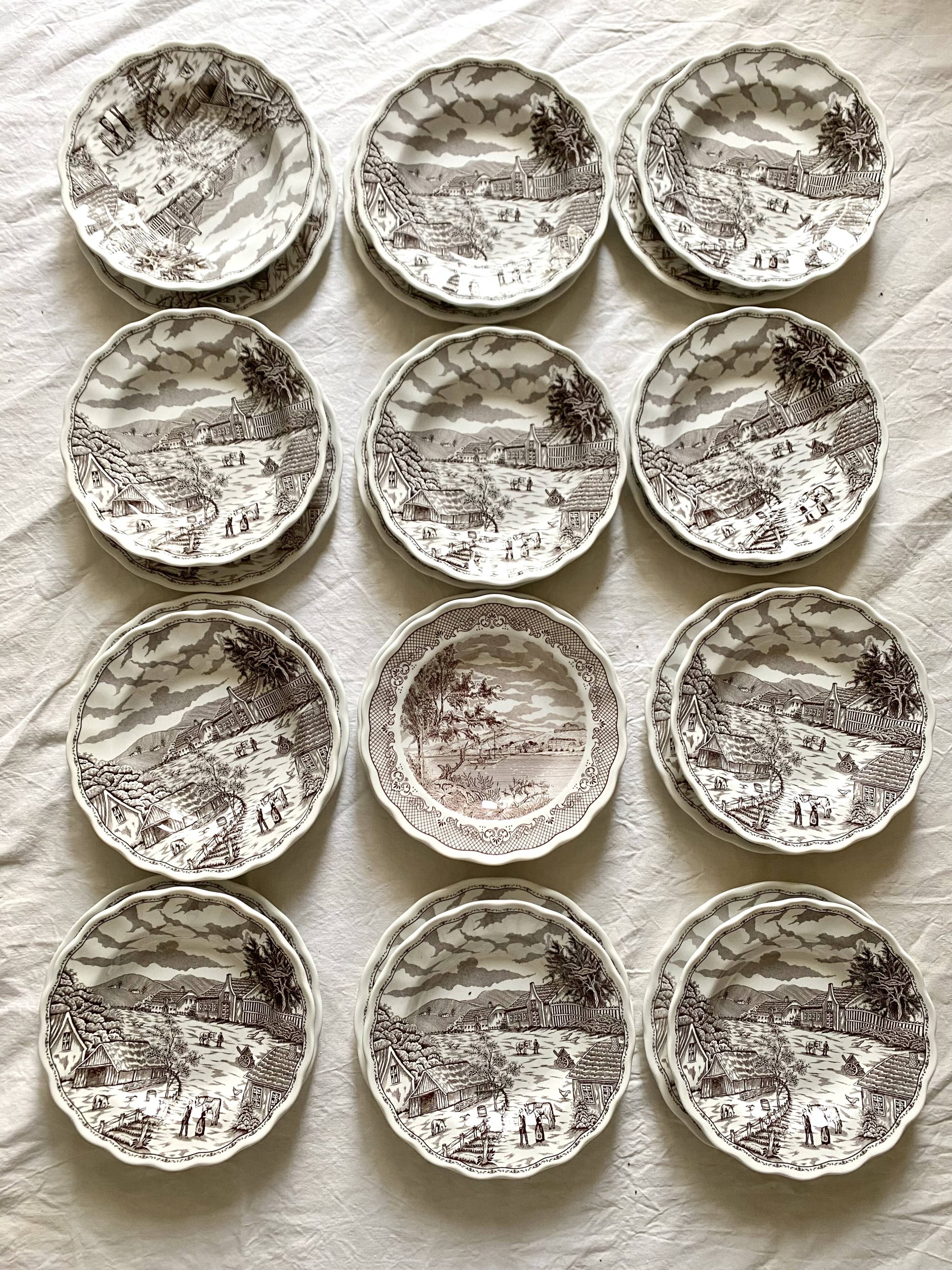 Swiss landscape Italy 25-piece dinner and soup plates