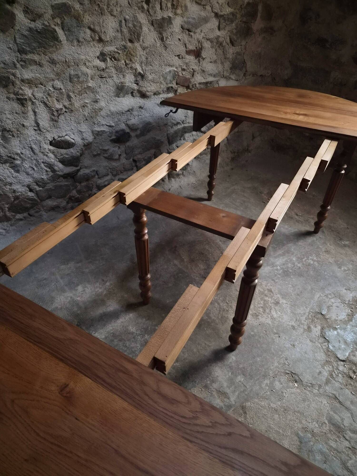 Table à manger extensible vintage en chêne / Table à abattants – 1950s–1970s, France
