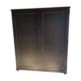 Old black wardrobe - wooden drawers and labels of origin