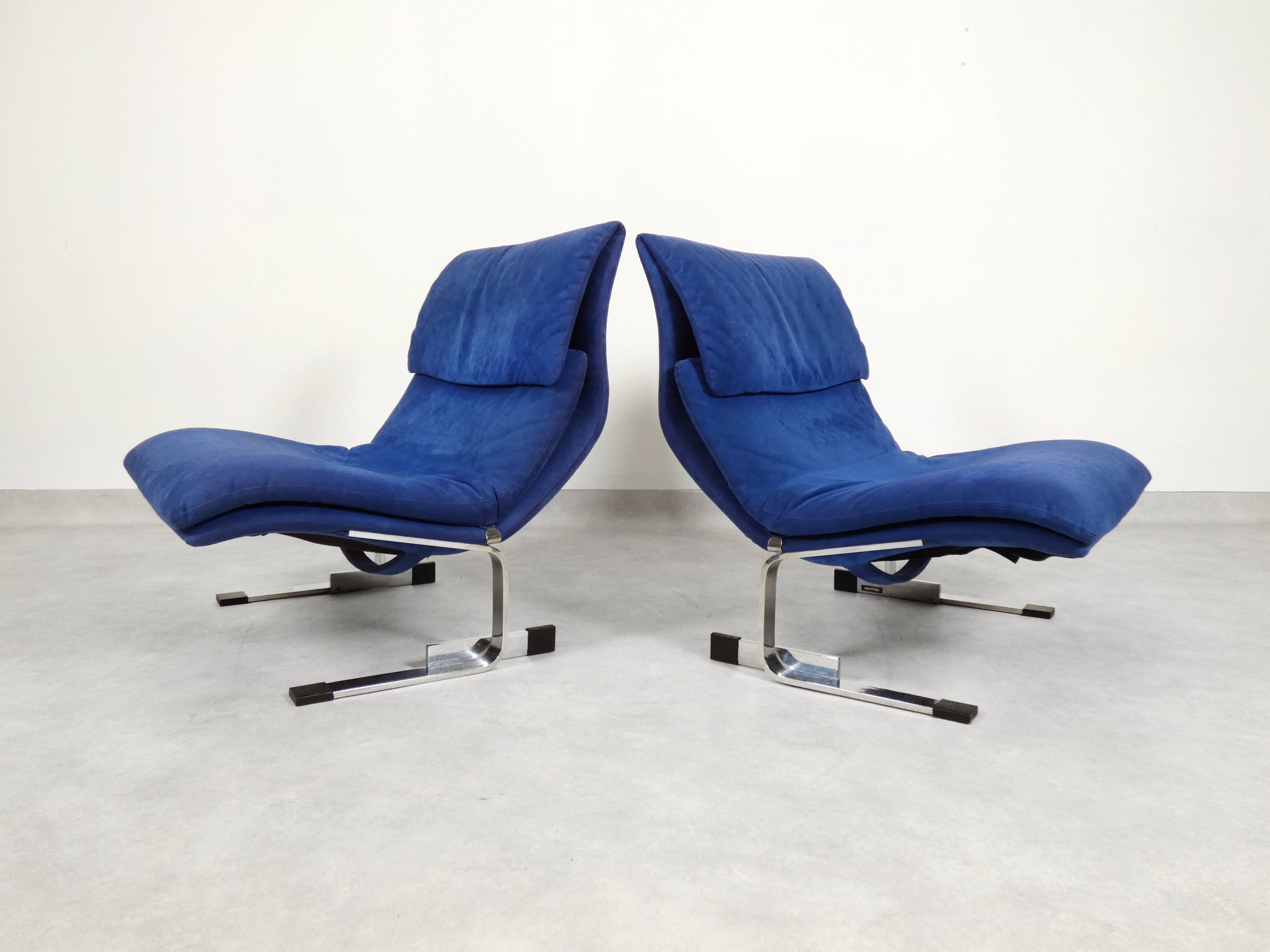 Chaises Saporiti Onda - daim bleu