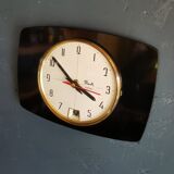 Vintage formica clock rectangular silent wall pendulum "Black transistor flash"
