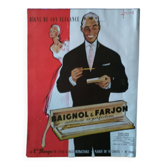 Une publicité papier stylos baignol  &  farjon issue d'une revue d'époque  année 1956