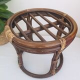 Vintage rattan ottoman, bamboo 70s with its cushion