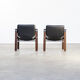 Set of 2 Maurice Burke ‘chelsea’ vintage black leather safari chairs for Pozza