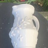 Carafe, pitcher signed Émile Tessier, Old France, in slip, ceramic