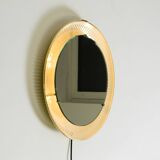 Rare round illuminated mid-century Hillebrand metal mirror from 1966