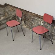 Paire de chaises en formica rose