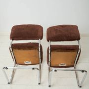 Pair of chrome and velvet chairs, Roche Bobois, 1970s