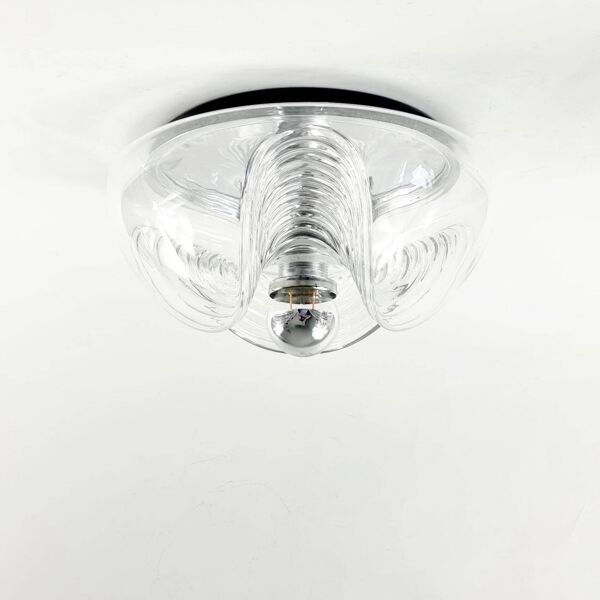 Luminaires en verre ondulé de l'ère spatiale du milieu du siècle par Koch & Lowy pour P&P, années 70.