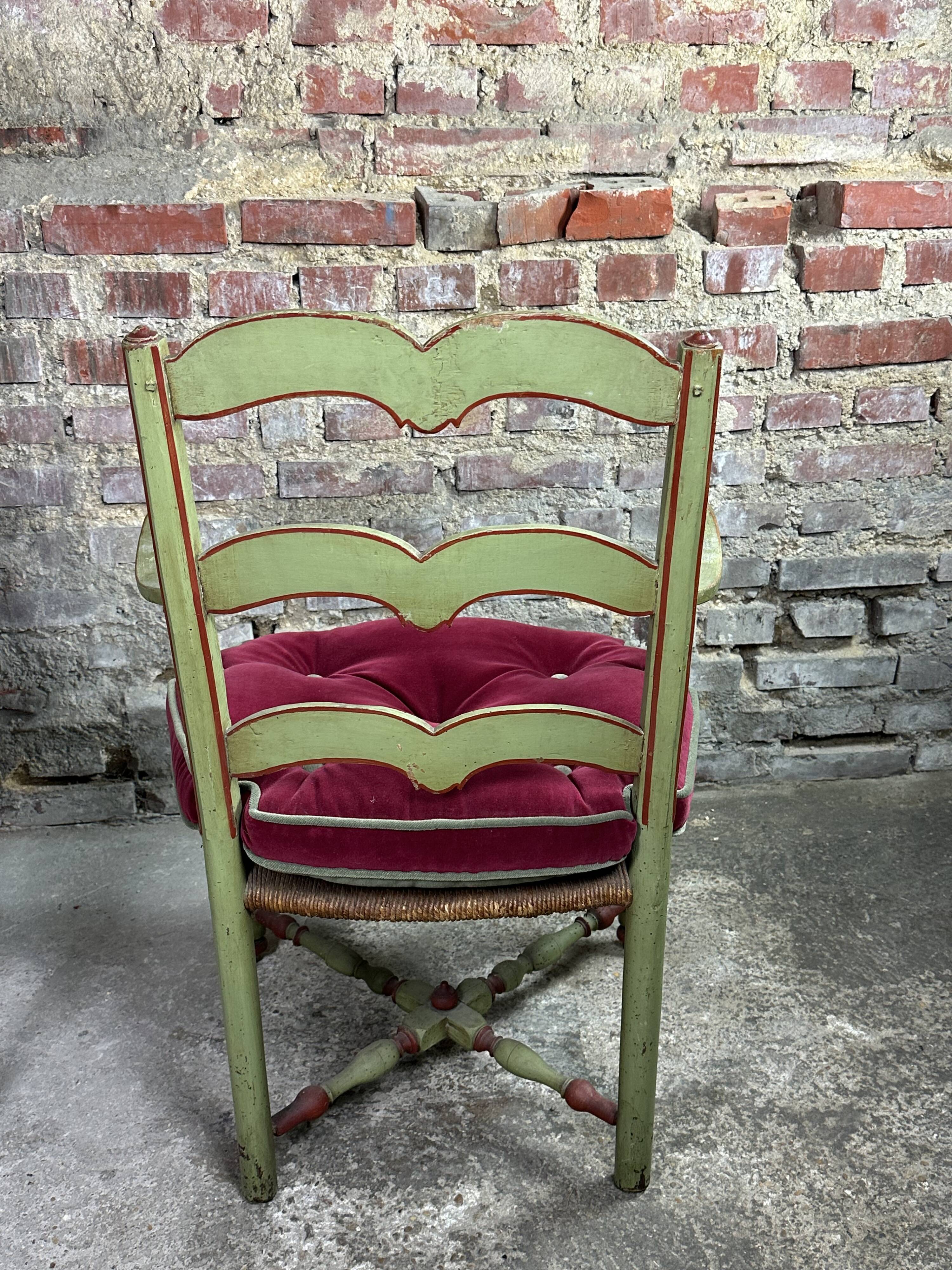 Pair of provençal straw armchairs late nineteenth