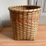 Green beige wicker basket