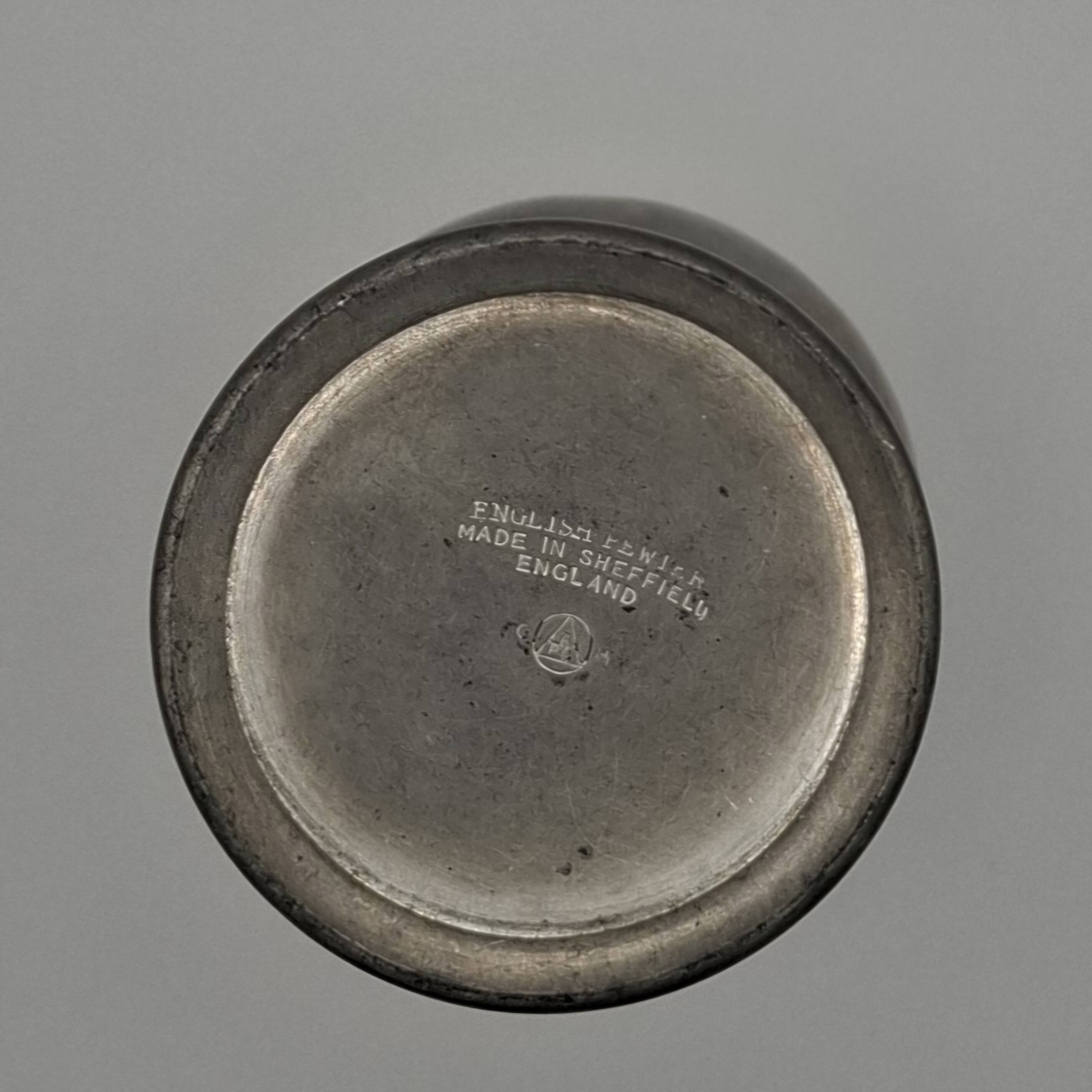 6 English glasses, Peltre Sheffielld cup