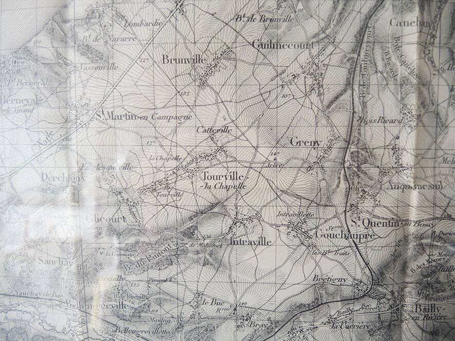 Old Framed General Staff Map: Dieppe