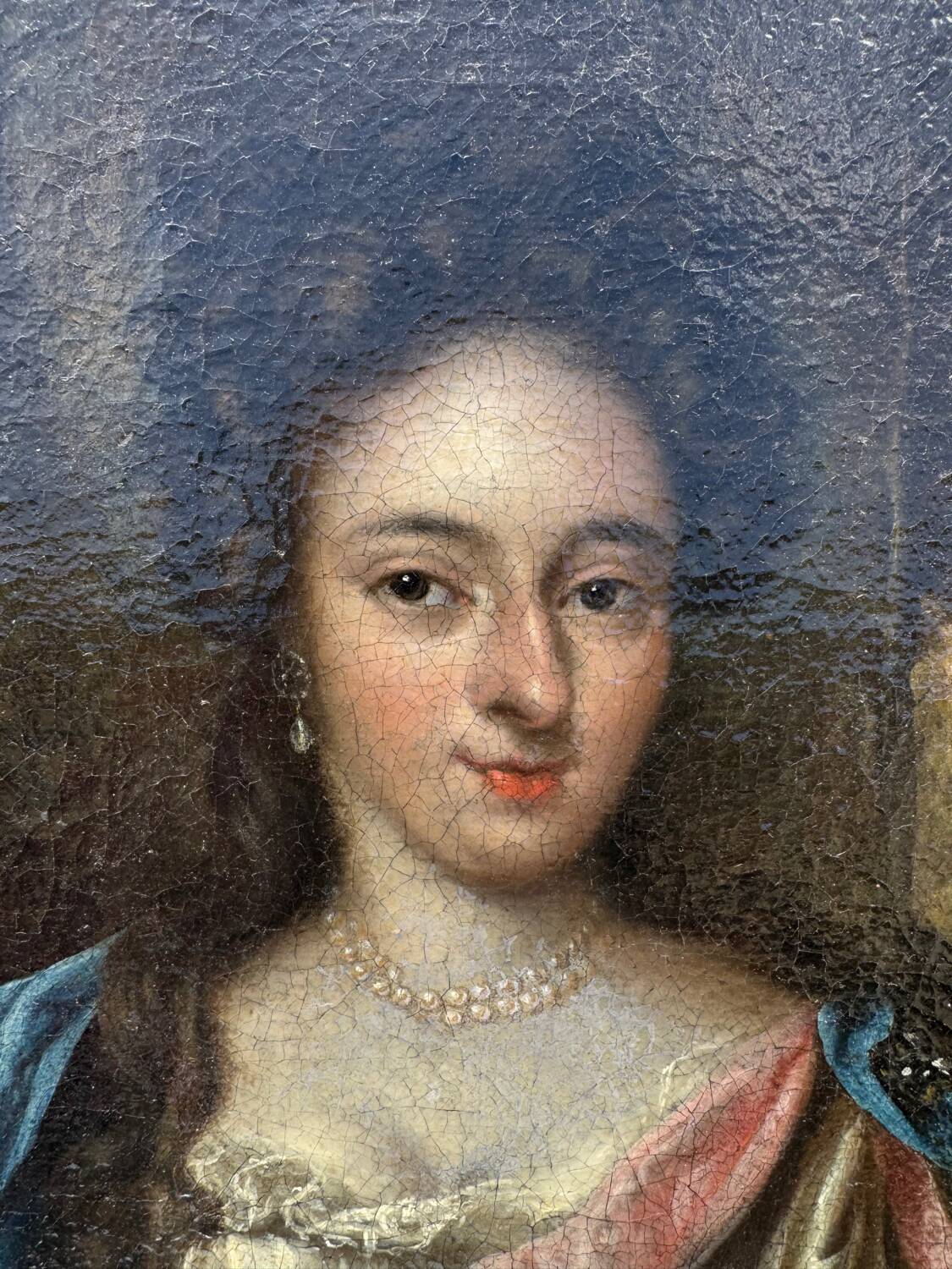 Antique painting, portrait of a gallant woman signed early 18th century