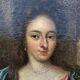 Tableau ancien, portrait d’une femme galante signé, début XVIII siècle