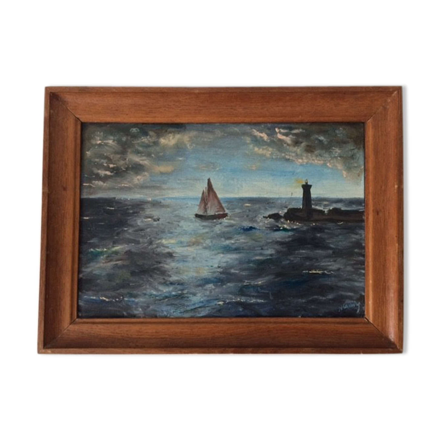 Marine oil on isorel René Carrière 1950