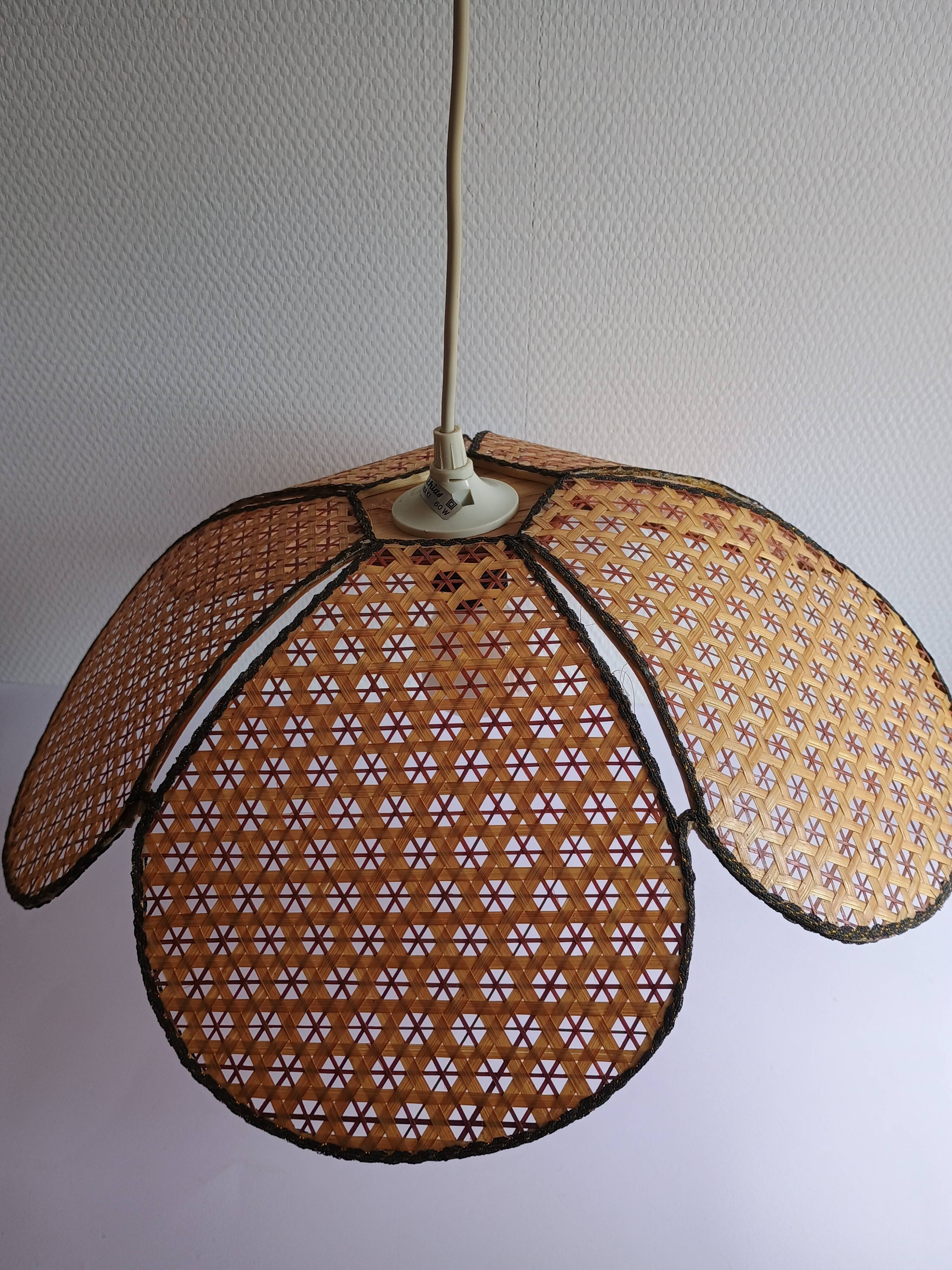 Lustre pétales bambou cannage vintage
