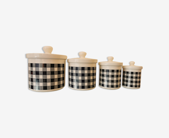 Série de 4 pots vintage en céramique années 80