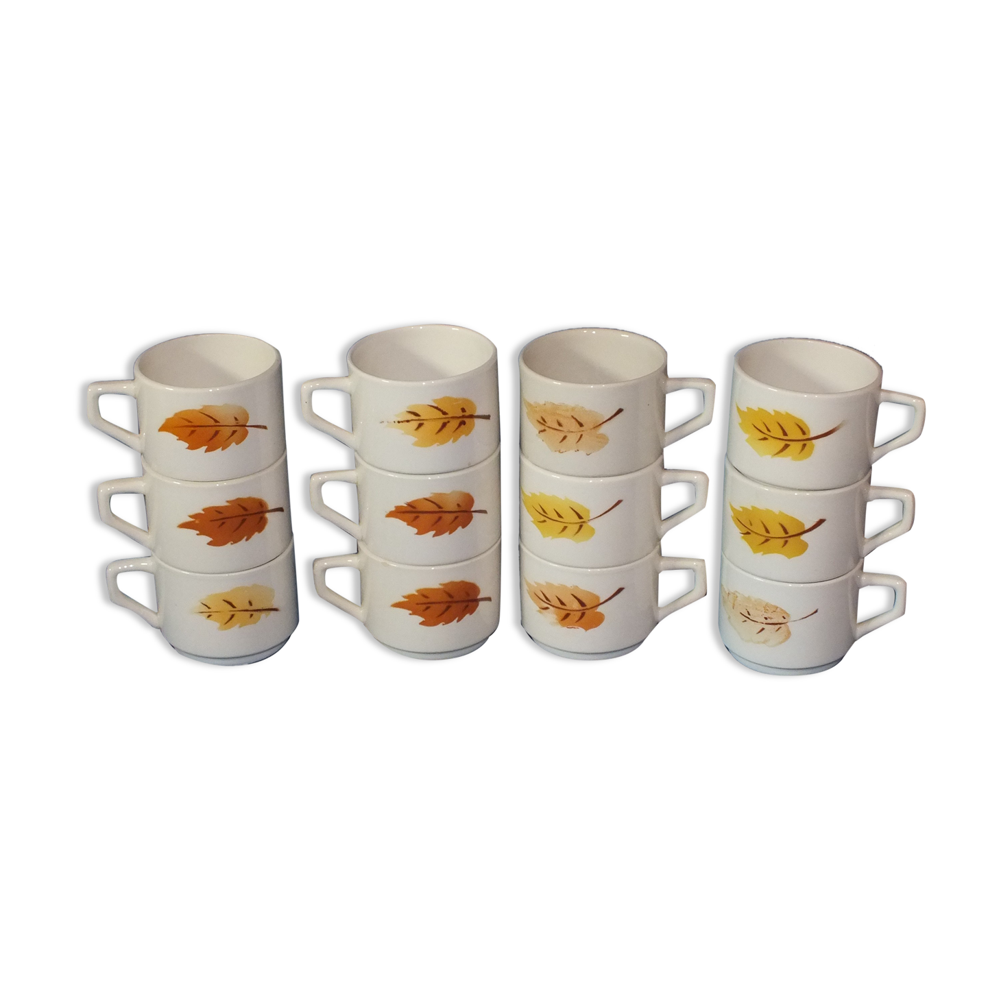 12 cups vintage Mill of Wolves decoration autumn leaves