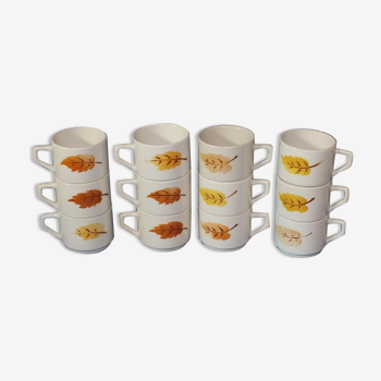 12 cups vintage Mill of Wolves decoration autumn leaves