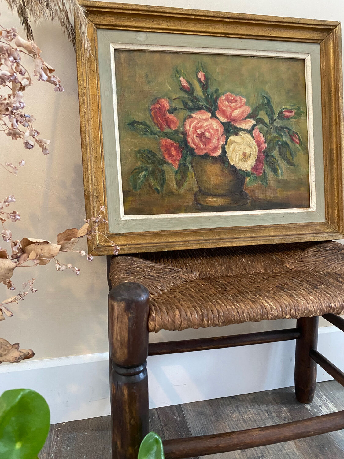 Peinture nature morte bouquet de roses